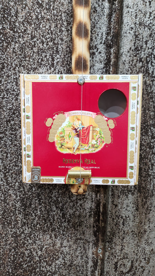 "Where Vat Romeo" Mini Cigar Box Bullet Banjo