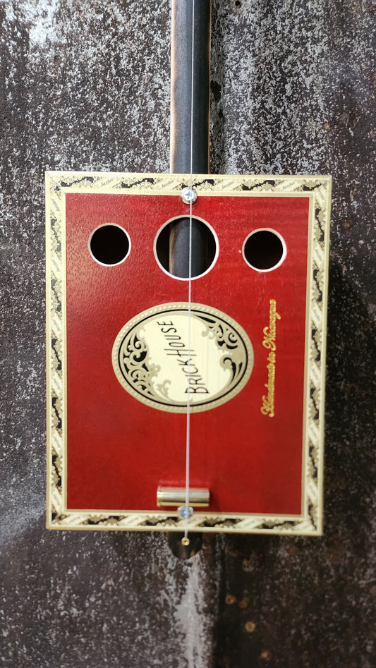 "Red Rocker" Regular Cigar Box Bullet Banjo
