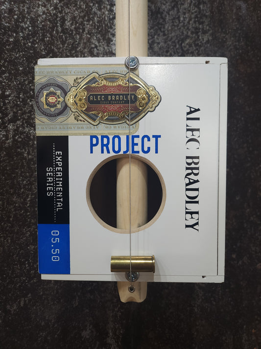 "Blue Bradley" Mini Cigar Box Bullet Banjo