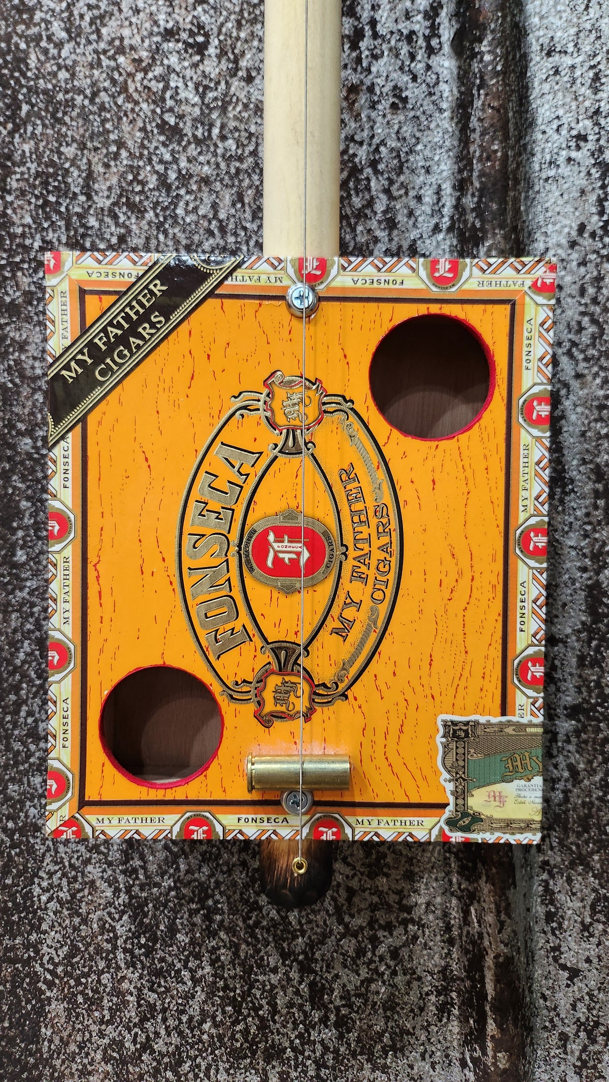 "Cheese Slice" Mini Cigar Box Bullet Banjo