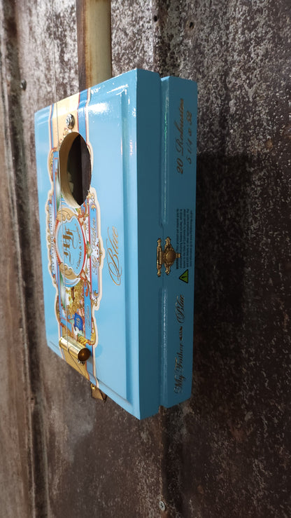 "Blue Blotted Beauty" Mini Cigar Box Bullet Banjo