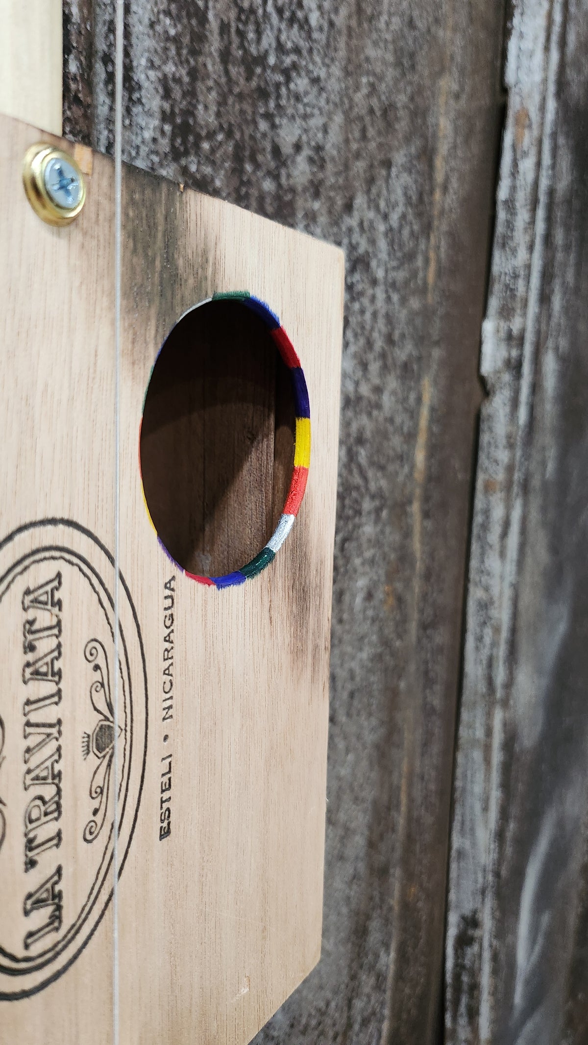 "Hard Splash" Premier Acoustic Cigar Box Bullet Banjo