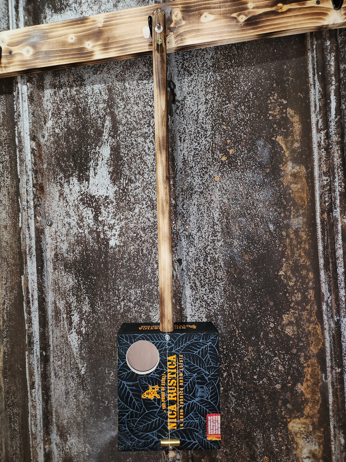 "Tribal Leaf" Regular Cigar Box Bullet Banjo