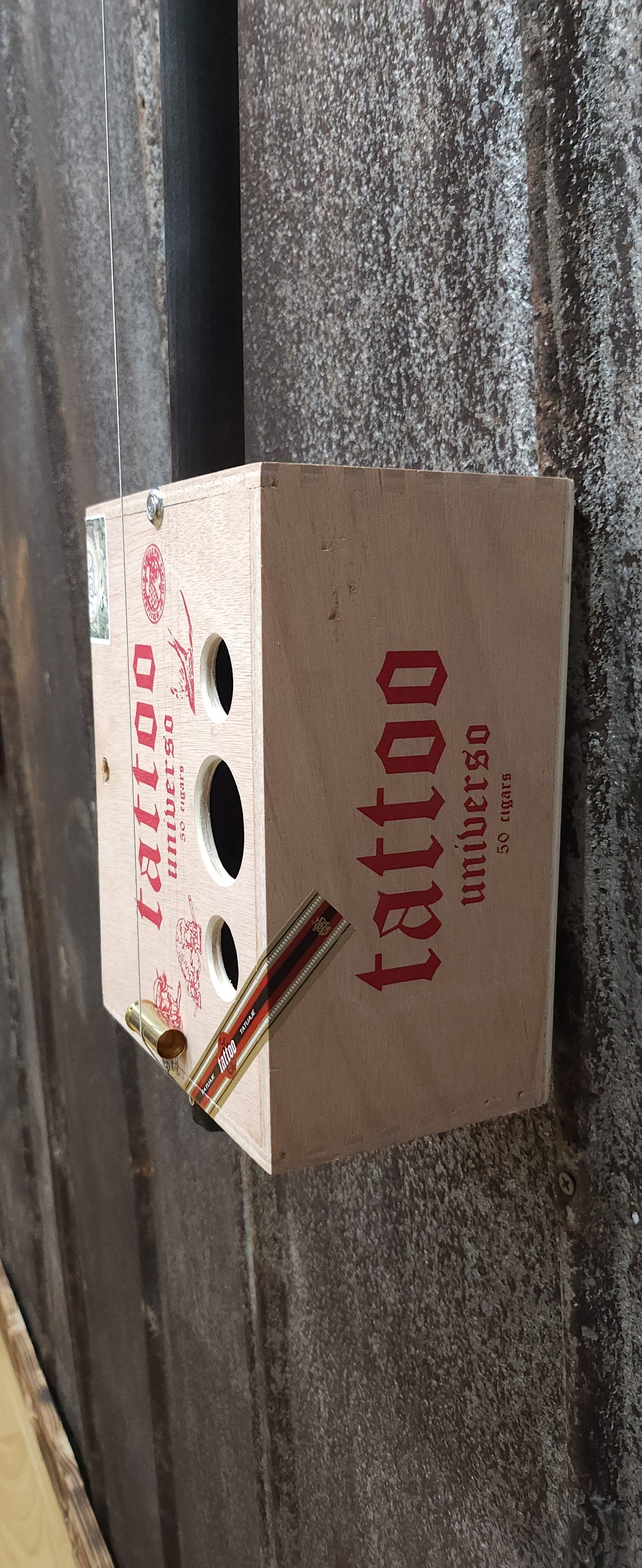 "Patchwork" Premium Cigar Box Bullet Banjo