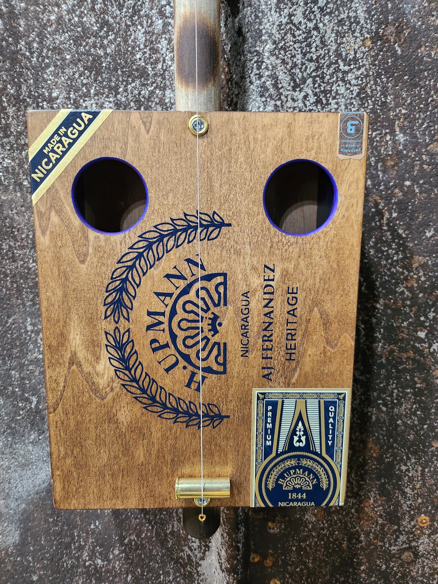 "Blue Grass" Premium Cigar Box Bullet Banjo