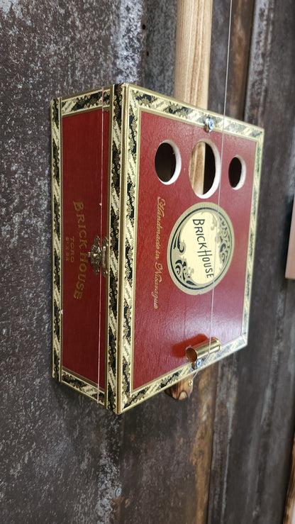 "Red Rebel" Mini Cigar Box Bullet Banjo