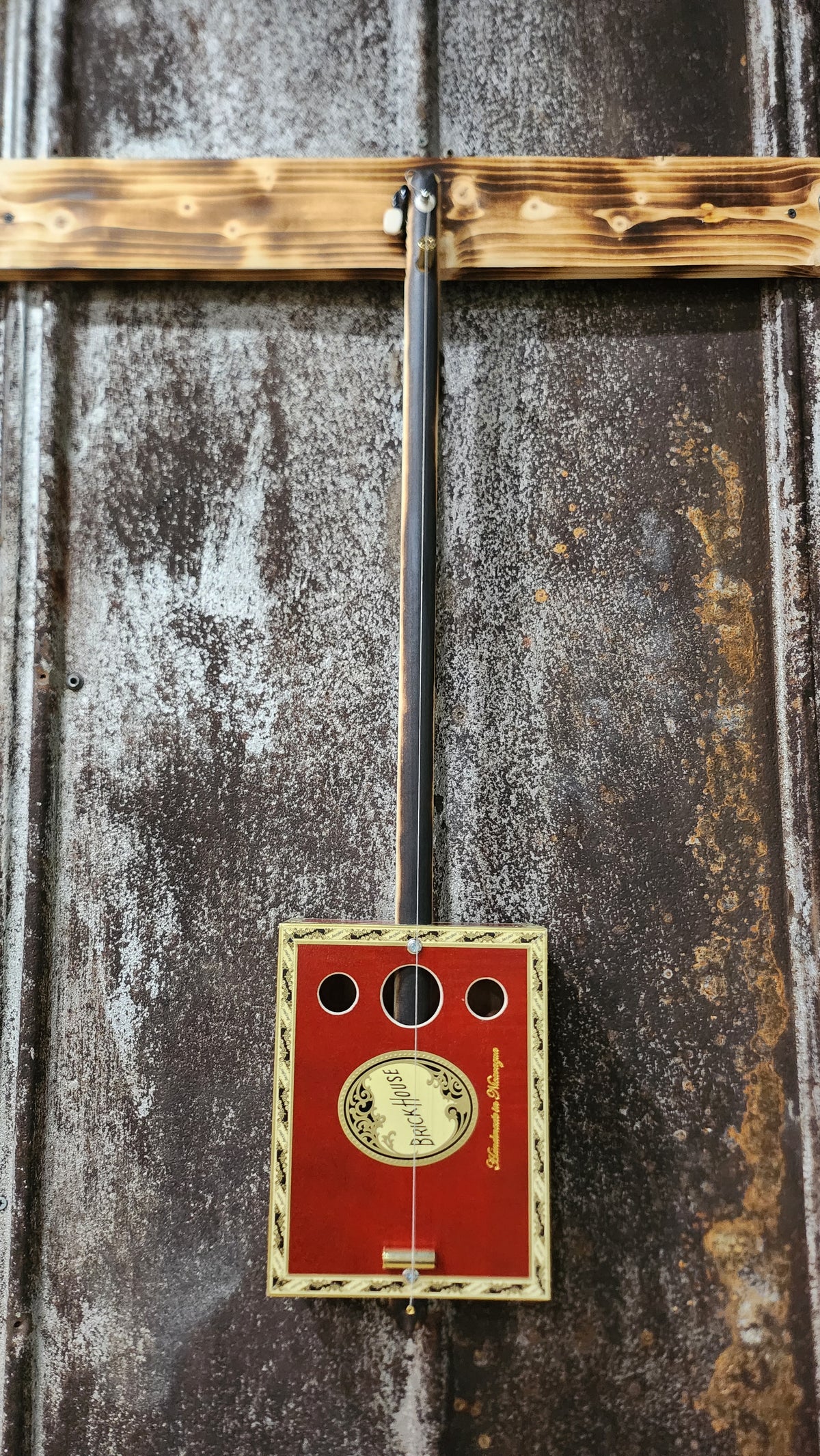 "Red Rocker" Regular Cigar Box Bullet Banjo