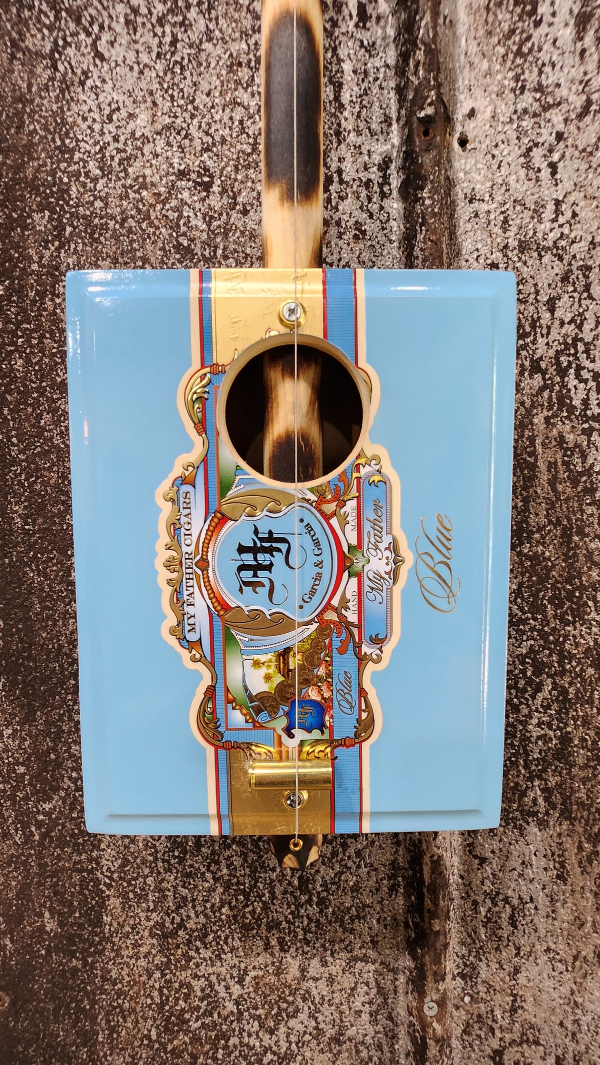 "Blue Grotto" Mini Acoustic Cigar Box Bullet Banjos