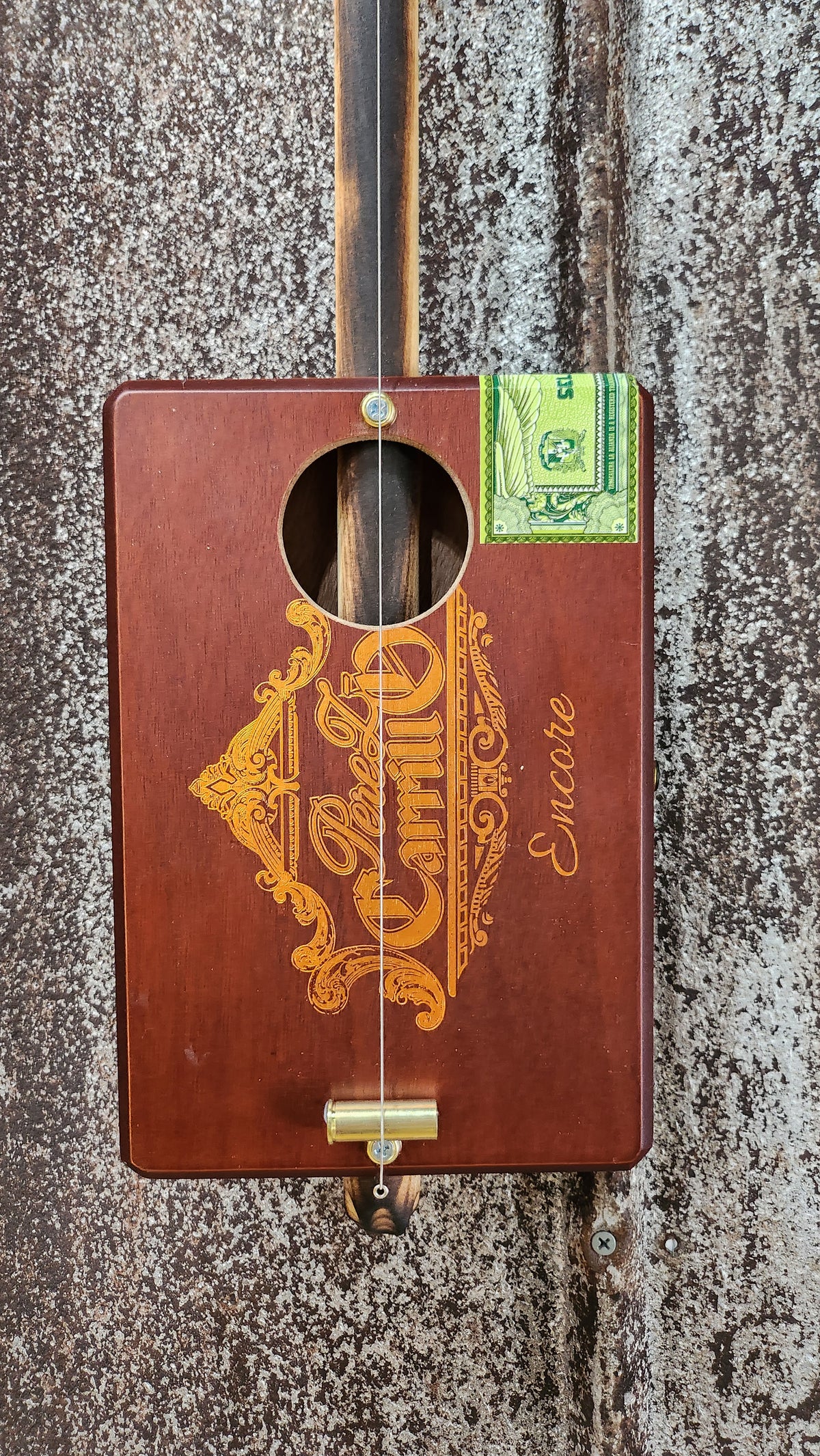 "Cammys' 2 Tone" Premier Cigar Box Bullet Banjo
