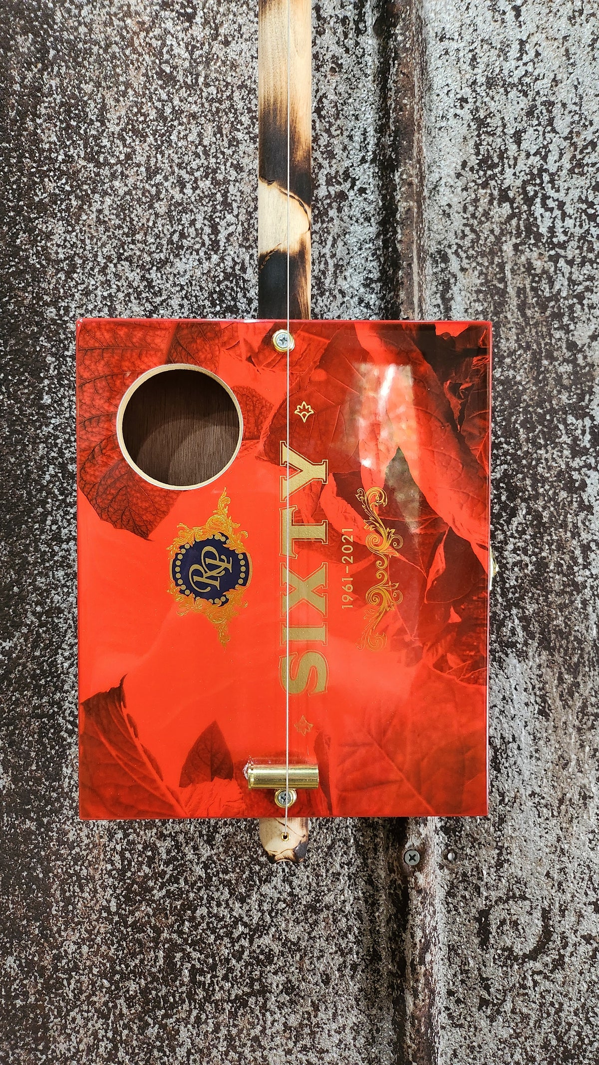 "60 Reasons" Premier Acoustic Cigar Box Bullet Banjo