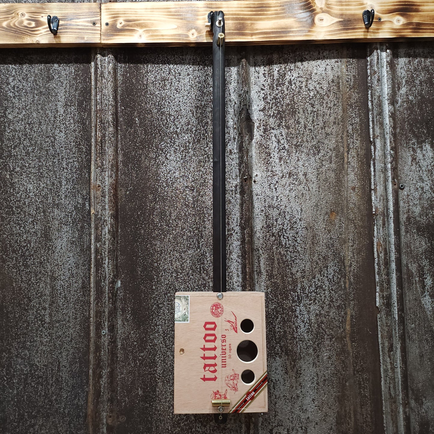 "Patchwork" Premium Cigar Box Bullet Banjo