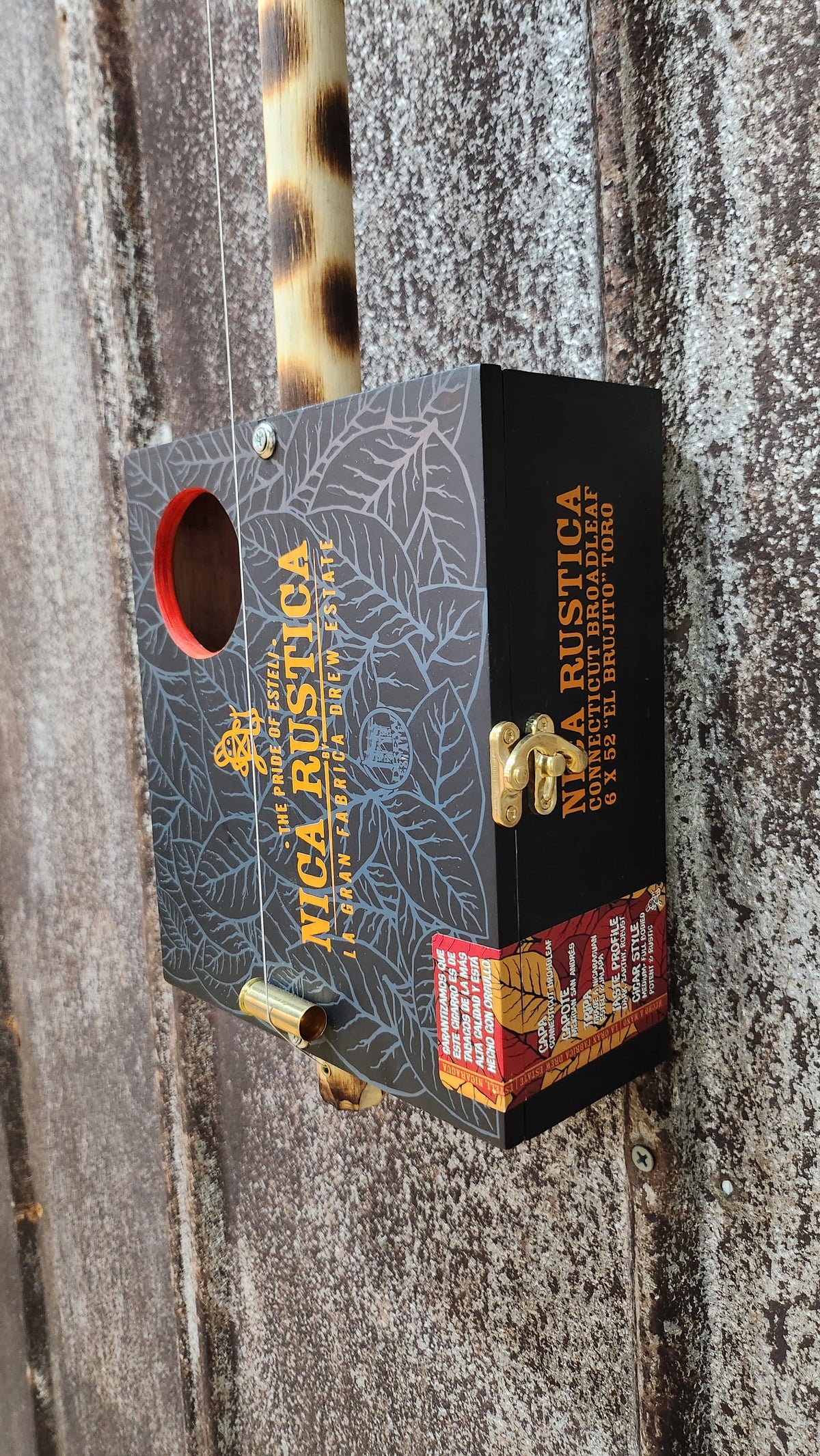 "Sun Leaf" Regular Cigar Box Bullet Banjo