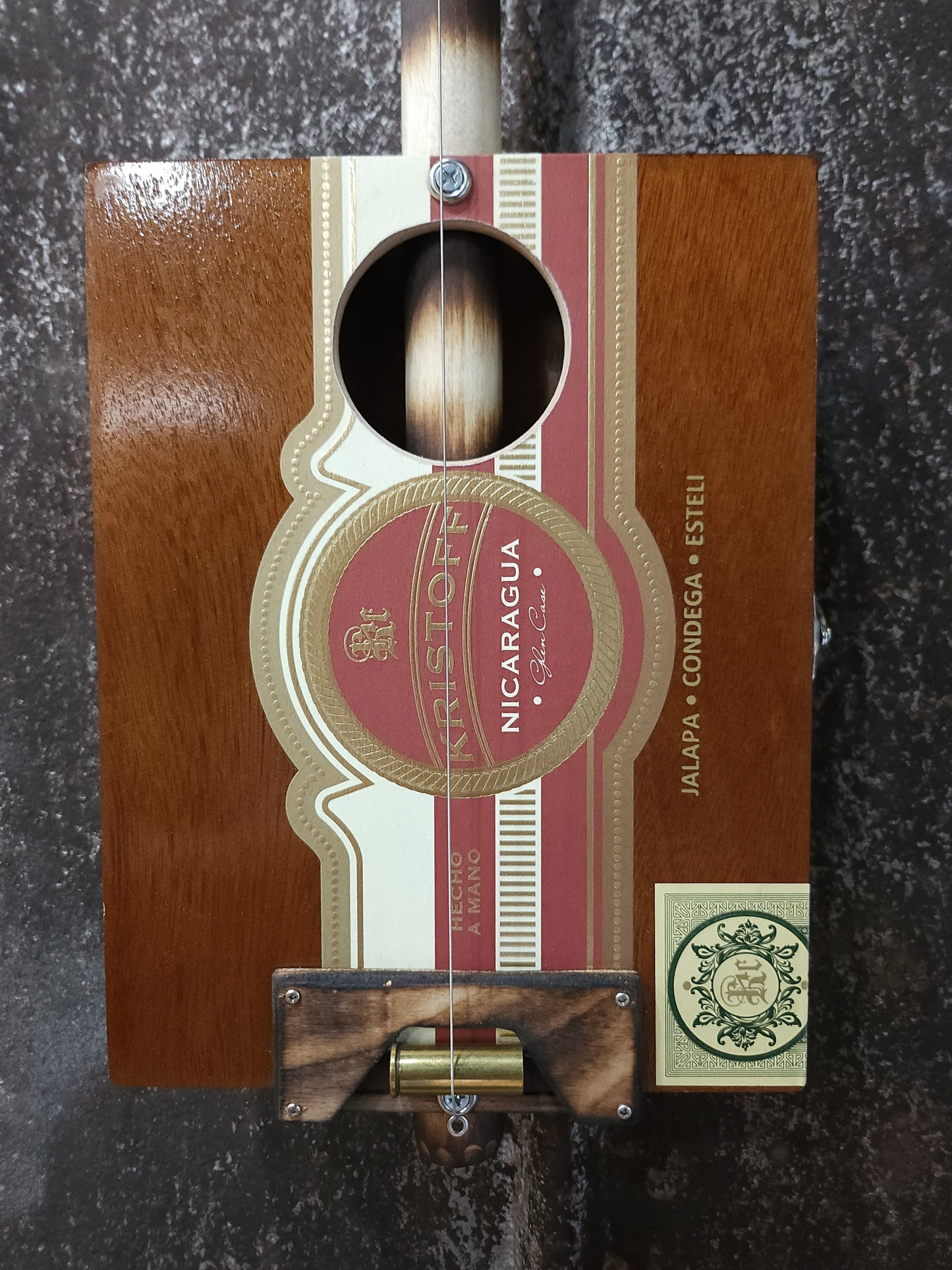 "Bamboo Saddle" Premium Cigar Box Bullet Banjo