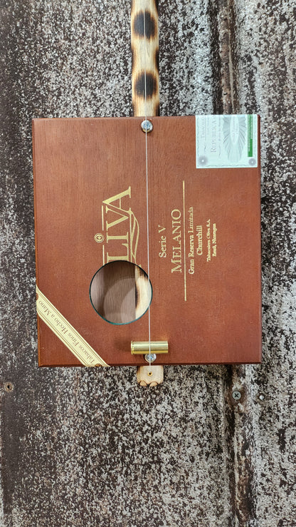 "Wild Lily Pad" Premier Acoustic Cigar Box Bullet Banjo