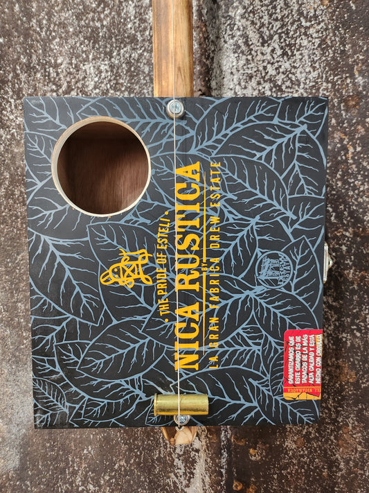 "Tribal Leaf" Regular Cigar Box Bullet Banjo