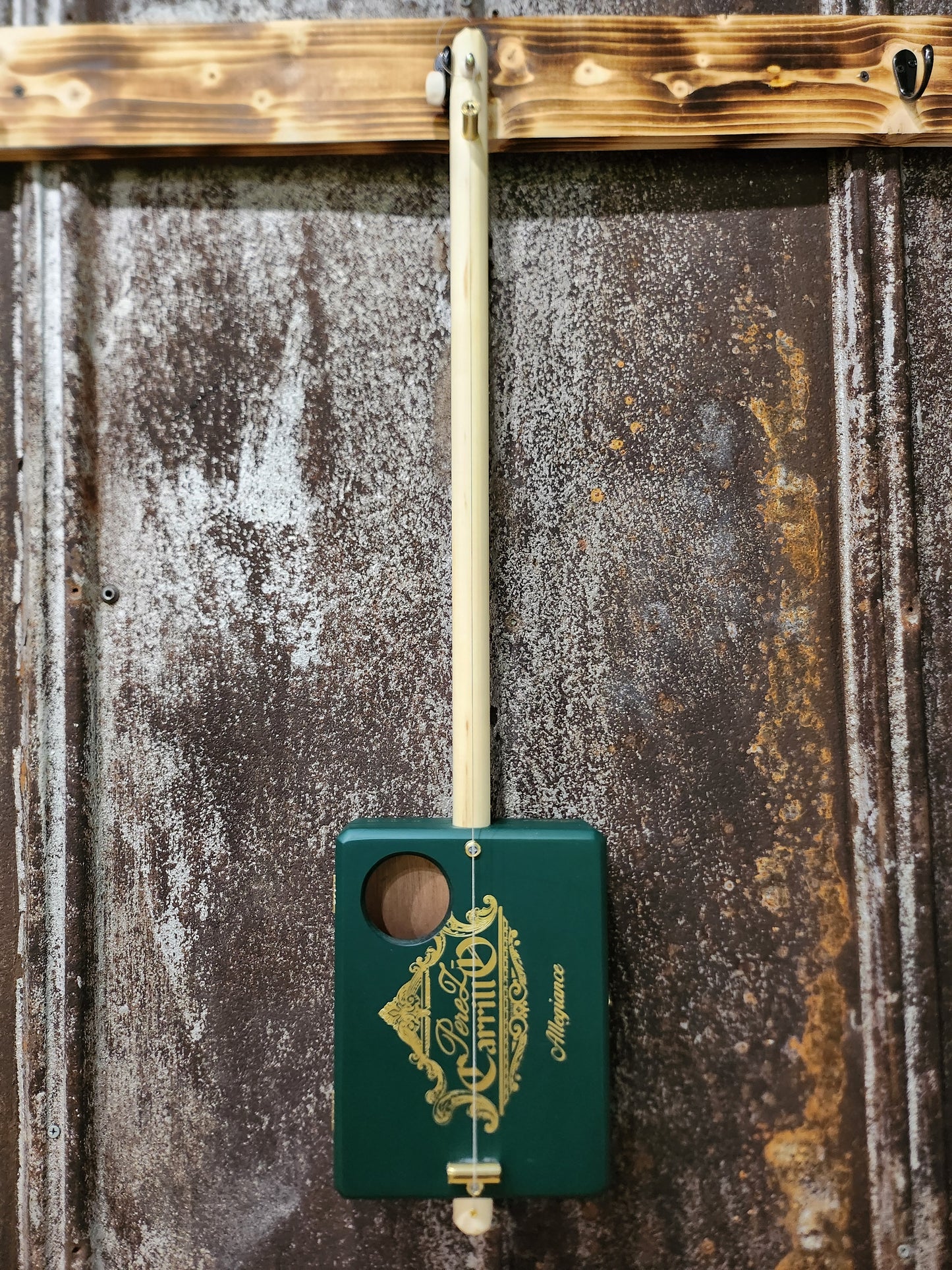 "Green Out" Premium Cigar Box Bullet Banjo