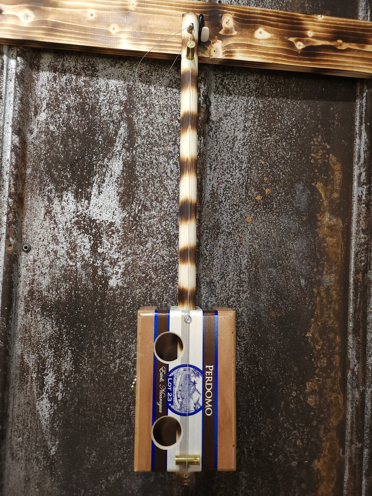 "Bohemian Palm" Mini Cigar Box Bullet Banjo
