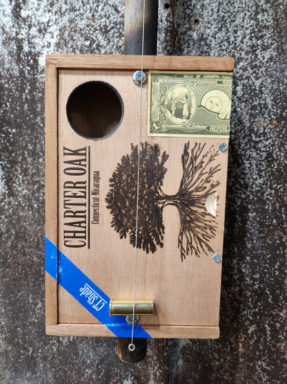"Roots Grow Here" Mini Cigar Box Bullet Banjo