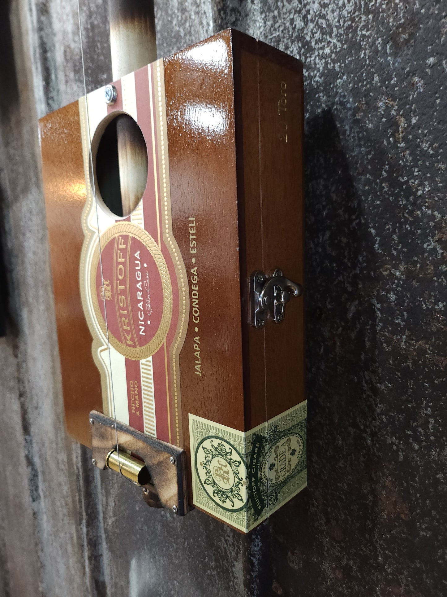 "Bamboo Saddle" Premium Cigar Box Bullet Banjo